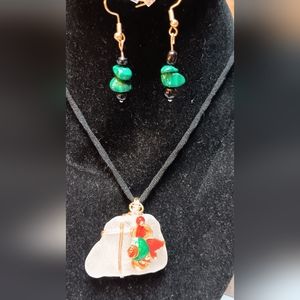 Handcrafted Viking inspired wrapped Sea Glass jewelry set